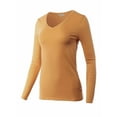 thumbnail image 2 of A2Y Women's Junior Slim Fit Basic Solid Cotton Long Sleeve V-neck Top Shirt Coffee M, 2 of 3