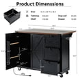 thumbnail image 3 of Farmhouse Kitchen Island with Barn Door & Adjustable Shelf, Kitchen Storage Cart with Drop Leaf, Spice Rack & Power Outlet, 3 of 13
