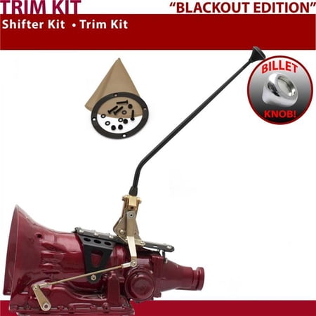 American Shifter AOD Shifter Kit Black 16 in. Trim Kit Push Button Tan Boot Billet Knob for F261D