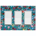 thumbnail image 1 of Metal Light Switch Plate Outlet Cover Colorful Floral Garden Wallpaper Teal ROS036, 1 of 13