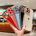 thumbnail image 6 of Design for iPhone 13 Pro Max 5g 6.7” Phone Case,Luxury Gold Plating Cute Love Heart Case with Camera Protection Soft Silicone Shockproof Cover Bumper with Side Heart Pattern(White), 6 of 11
