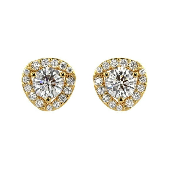 Silvermist Jewelry Halo Diamond Jacket Earrings 18K Yellow Gold over 925 Sterling Silver | Everyday Jewelry for Women, Birthday Gift for Her