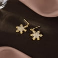 thumbnail image 3 of Solid 925 Sterling Silver Sparkling CZ Snowflake Studs Earrings for Women Teens Snowflake Earrings Studs, 3 of 12
