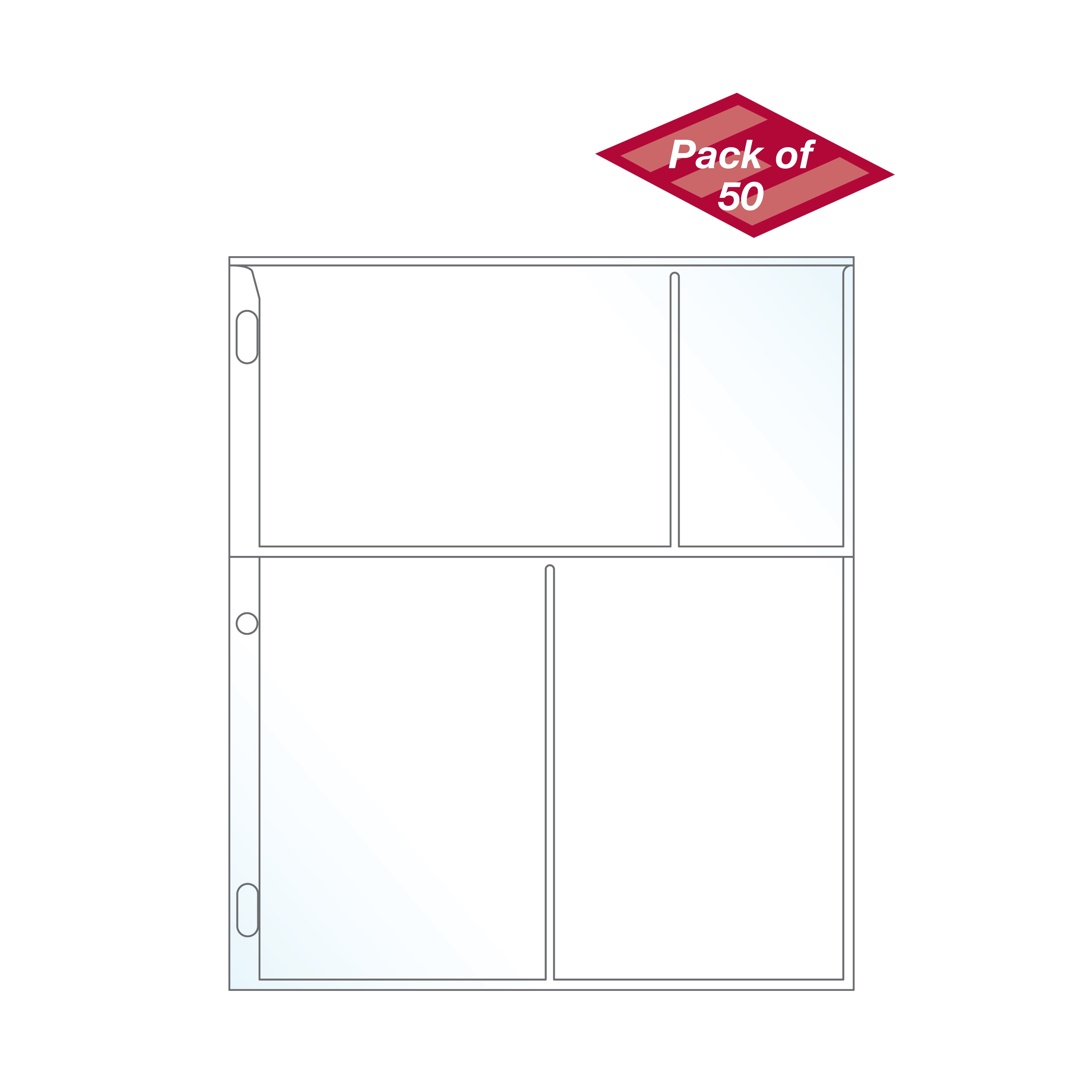 EnvyPak Clear Archival 3 Hole Punched Photo Page Protector - Holds 4' x 6' Photos & 2 Title Cards per Page - Pack of 50 - Made in USA