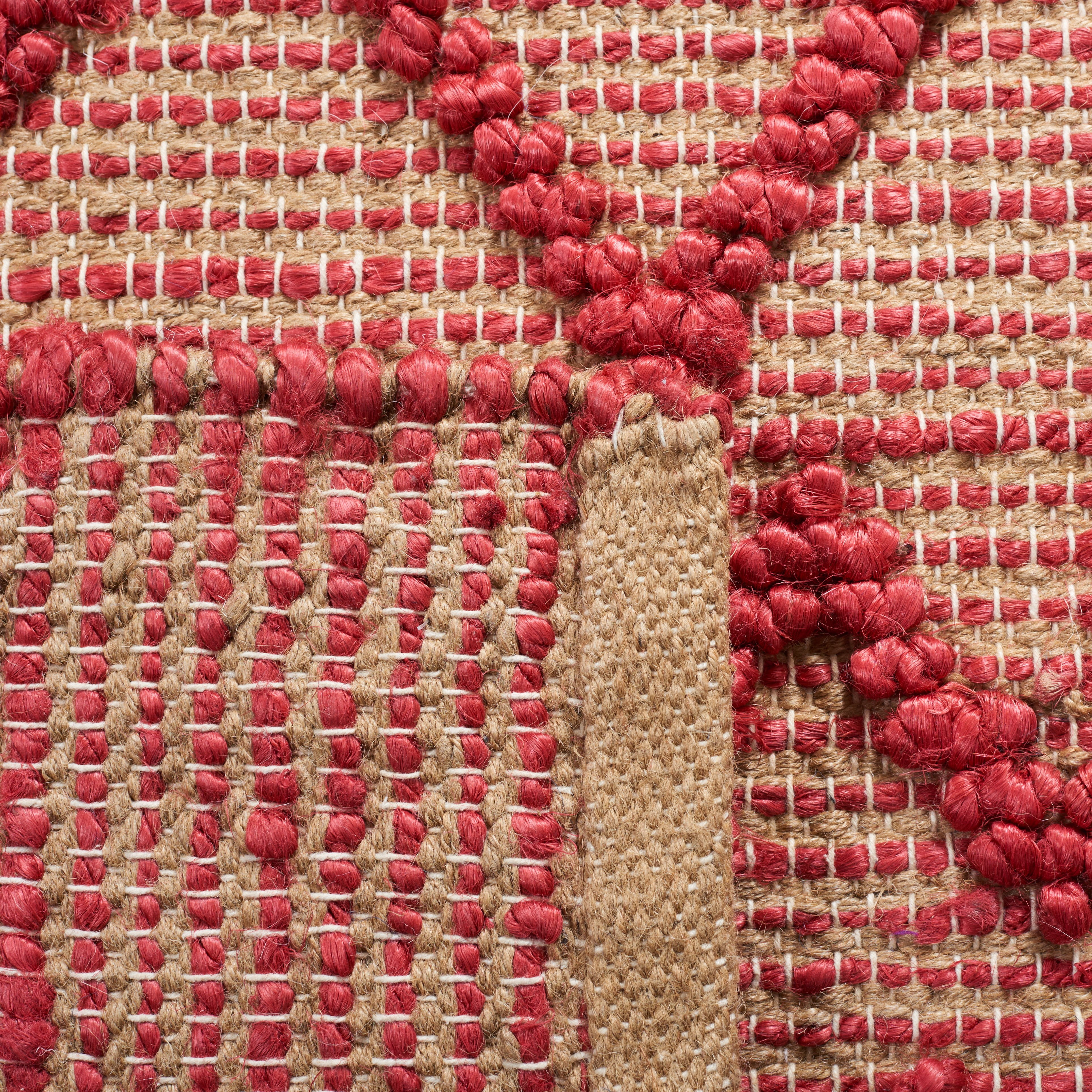 SAFAVIEH Natural Fiber Alfred Geometric Area Rug, Red/Natural, 6' x 6' Square