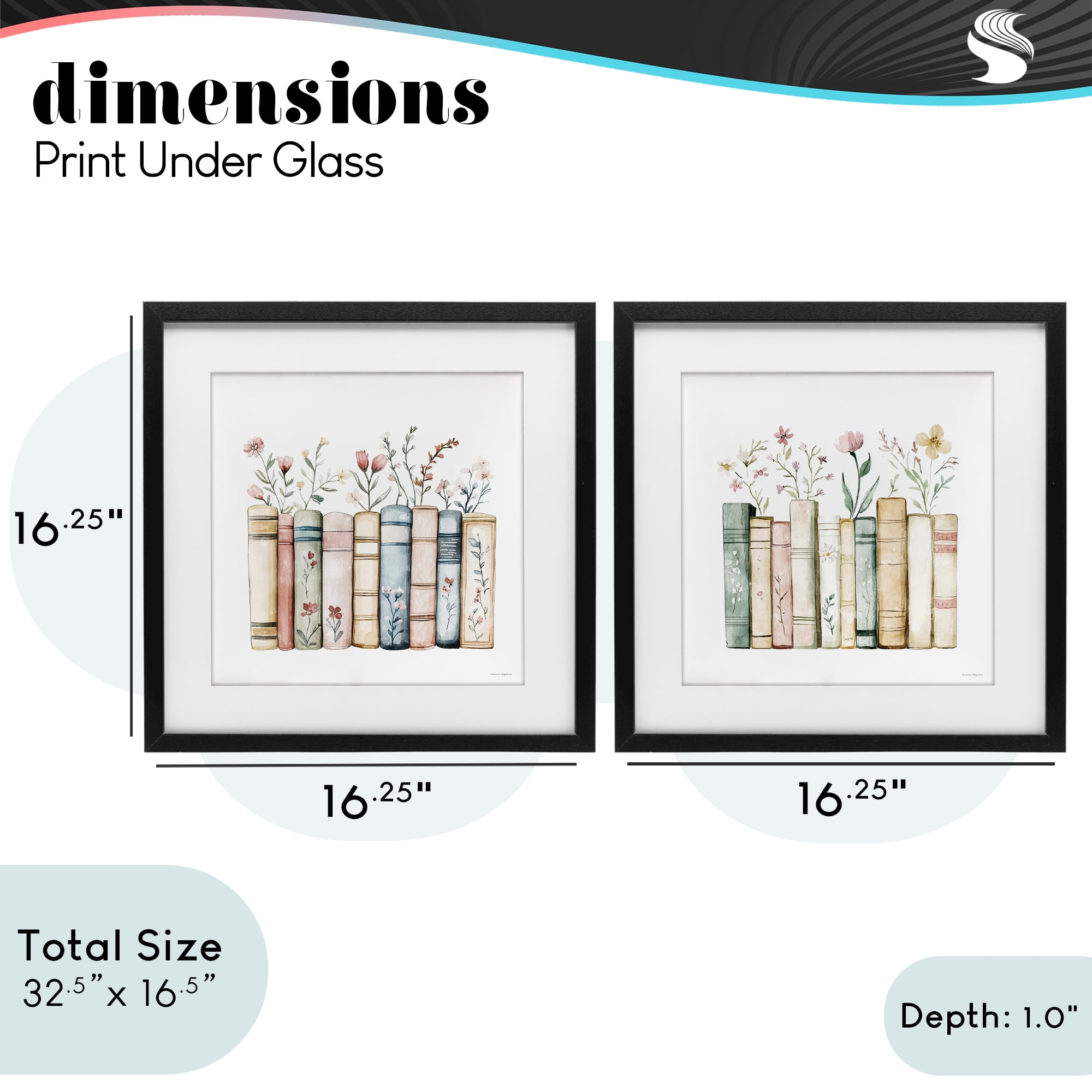 Stupell Industries Floral Stories & Blossoms 2 Piece Black Framed Print Under Glass Set, design by Svetlana Aleynikova