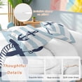 thumbnail image 2 of 3 Piece Aqua Stripe Nautical Duvet Cover Set California King,Microfiber Comforter/Quilt Cover with Corner Ties and 2 Pillowcases,Navy Blue Anchor Summer Coastal All Season Bedding with Zipper Closure, 2 of 8