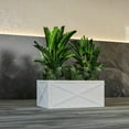 thumbnail image 3 of LeisureMod Bonsai Modern Fiberstone and Clay Planter - Rectangular Weather-Resistant Planter Box with Drainage Holes for Indoor and Outdoor (White), 3 of 13