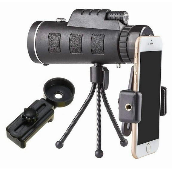 (Huayusheng)--Compatible with Apple, Monocular Telescope Zoom Scope with Compass Phone Clip Tripod**--（./';][. ）