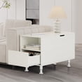 thumbnail image 4 of FAGAGA End Tables for Living Room with Storage Shelf,Narrow Sofa Side Table Slim Chair Side Table Adjustable Feet End table，White, 4 of 10