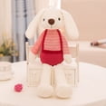 thumbnail image 2 of Muñeco de conejito de peluche, suave, 50 cm, dibujos animados, conejo rojo a rayas, 2 of 2