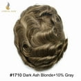 thumbnail image 2 of Lyrical Hair Toupee for Men Fine Mono Mens Toupee Human Hair Replacement Systems Monofilament with NPU Hairpiece for Man Black Brown Blonde Gray Hair Wig Unit, 2 of 7