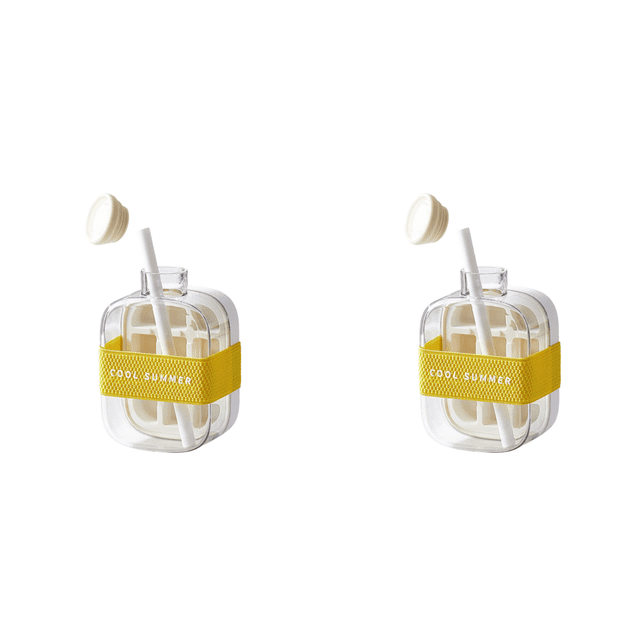 1 Cubos de hielo 2 en botella de bandeja con fabricante de paja (500 ml) blanco