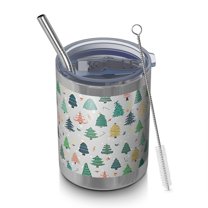 12oz Tumblers Gray Christmas Tree Pattern Vacuum Insulated Stainless Steel Travel Tumbler Cups Mug with Lid and Straw for Beer,Coffee,Beverages with Cleaning Brush for Cold & Hot Drinks