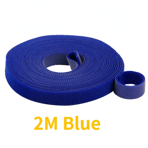 Attache Auto-Adhésive Forte 10M/5M/2M à Crochet et Boucle Réutilisable Bande Magique Sangles de Fil d'Alimentation Attaches de Câble en Nylon Bleu-2m 1cm