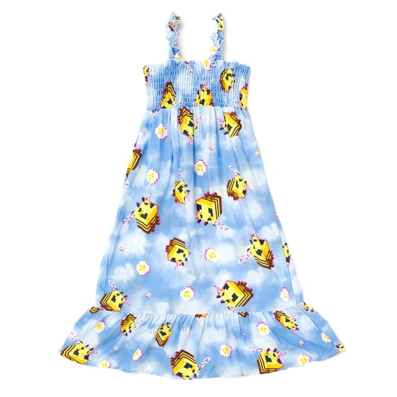 Minecraft Bee Square Neck Smocked Maxi Dress Tie Dye Toddler to Big Kid