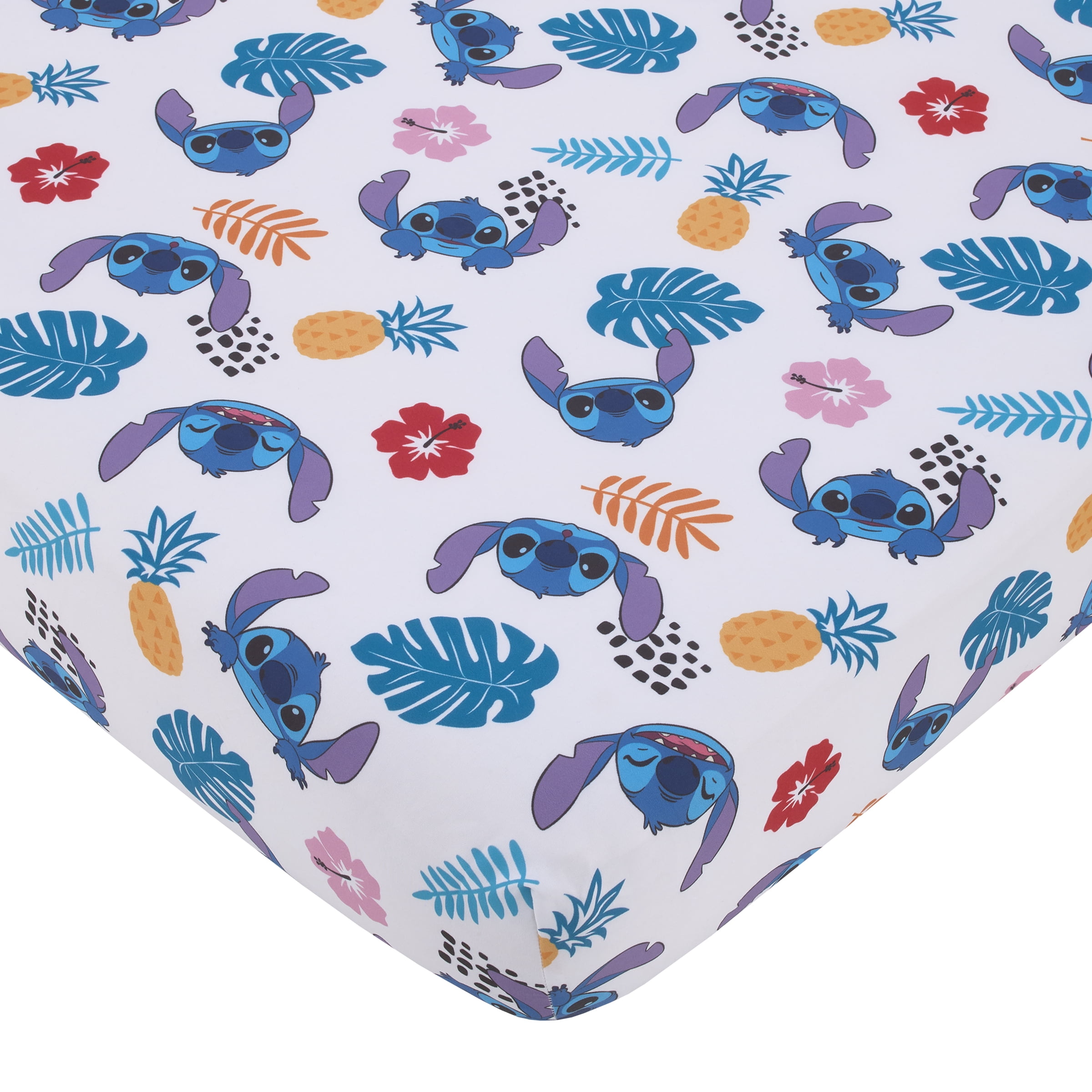 Disney Stitch 5-Pc Toddler Bed Set - Comforter, Fitted Sheet, Top Sheet, Pillowcase and Blanket, Aqua, Toddler Boy or Girl
