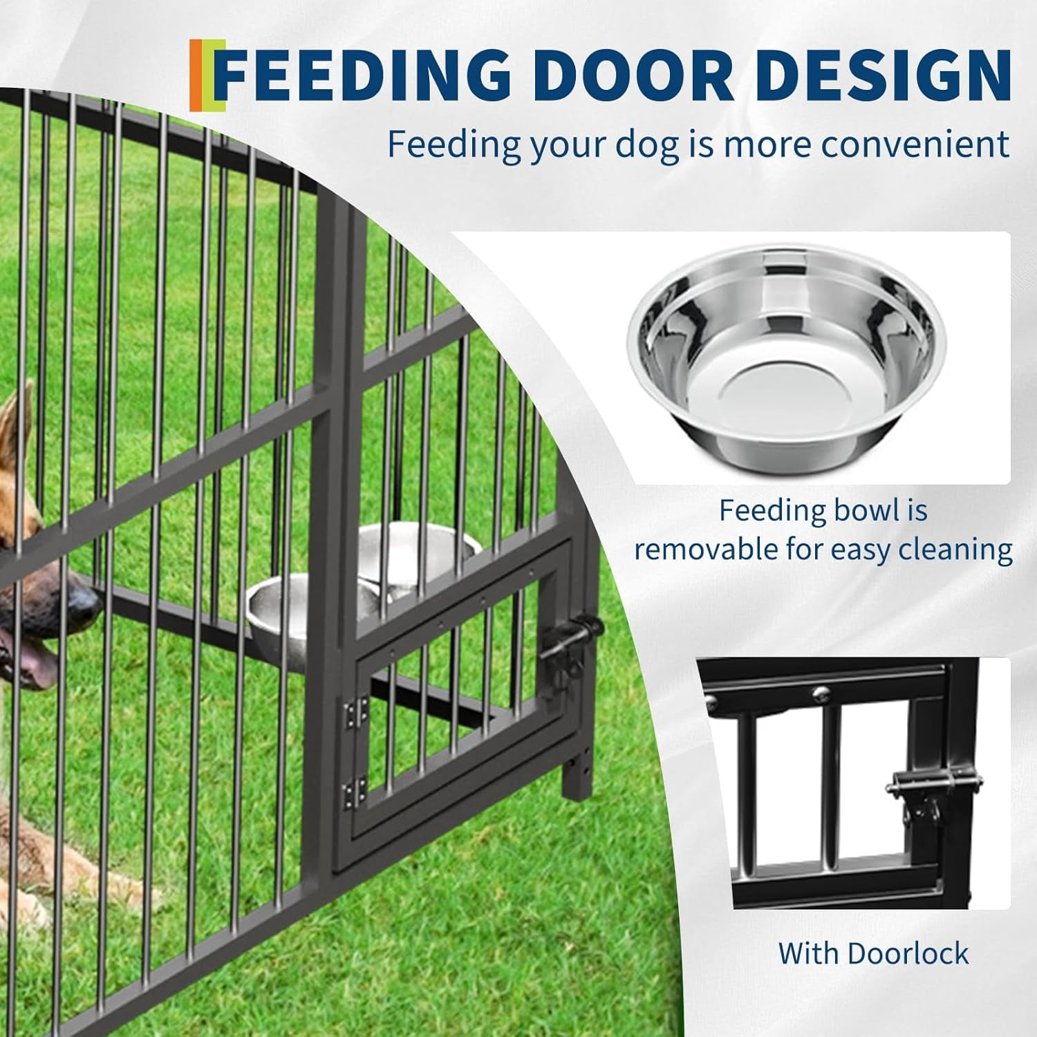 10x15x6FT Heavy Duty Large Outdoor Dog Kennel with Waterproof Cover and Feeding Doors for Backyard Garden Patio