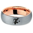 thumbnail image 2 of Tungsten Ninja Star Throwing Martial Arts Band Ring 7mm Men Women Comfort Fit 18k Rose Gold Dome Brushed Gray Polished, 2 of 4
