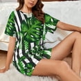 thumbnail image 4 of Cauagu Palm Greenery for Women's Round Neck Pajama Set,Short-Sleeved Pajamas Soft Sleepwear Set Summer Pajamas Set Lounge Sets 2-Piece Pj-XX-Large, 4 of 6