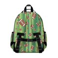 thumbnail image 3 of Football Stripe Green Pattern Cute School Backpack Bag for School with Padded Back and Adjustable Shoulder Straps 15.25"x11.5"x5.25", 3 of 5