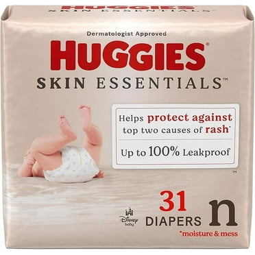 Huggies Size Newborn Diapers, Skin Essentials Baby Diapers, Size Newborn (6-9 lbs), 31 Count