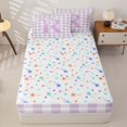 thumbnail image 4 of Catabedysis Modern Geometric Plaid Zipper Twin Comforter Sets with Fitted Sheet and 2 Pillowcases,Bowknot Monogrammed R Design Zipper Bedding Set For Girls,Colorful Stars Reversible,4 Pieces, 4 of 7