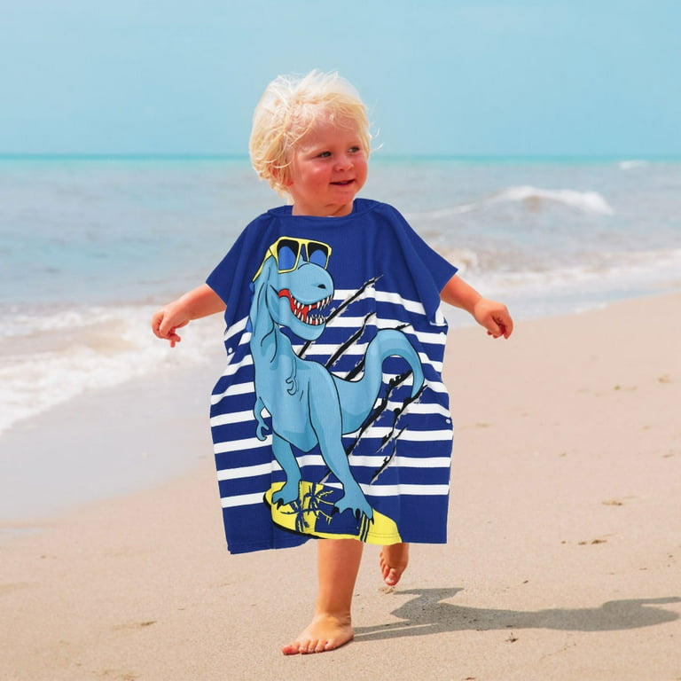 Tcwhniev Dinosaur Kids Hooded Towel Kids Hooded Beach Towel Swimming Bath Towel for Boys Girls Hooded Beach Towel Poncho for Kids Soft Absorbent