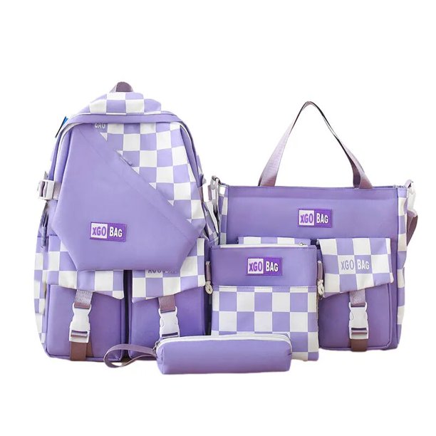 4Pcs Set Women Backpack Harajuku Laptop Canvas School Bags College Student Book Bag Rucksack For Teenage Girls Kawaii Backpack