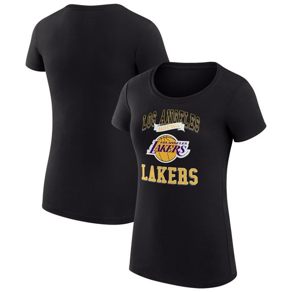 Women's G-III 4Her by Carl Banks Black Los Angeles Lakers Super-Slim Fit Lightweight Team Logo T-Shirt