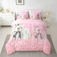 YST White Horse Queen Bed In A Bag 7 Piece,Cherry Blossoms Comforter