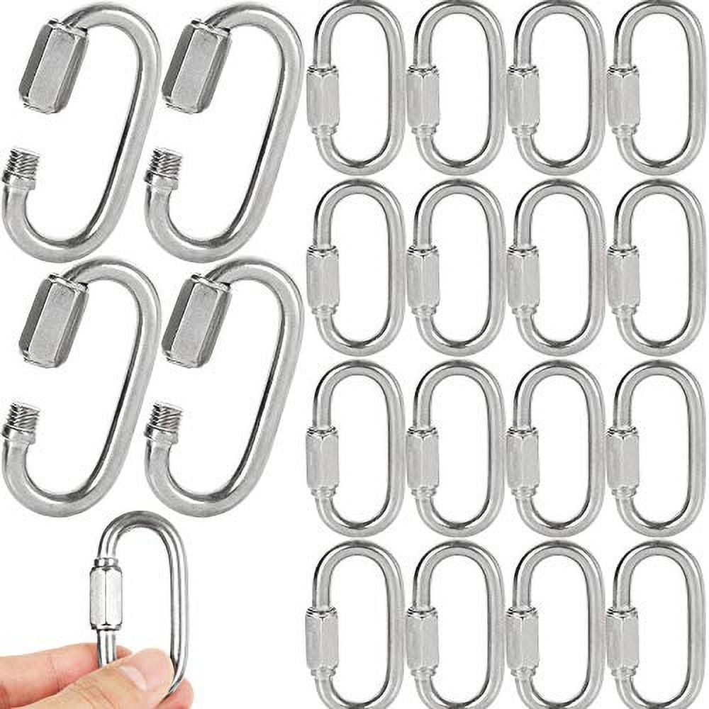 20PCS 1/4 Inch Stainless Steel Chain Links, M6 Oval Quick Link Carabiner, Sma