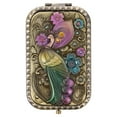 thumbnail image 1 of GOOHOCHY Espejo de bolsillo retro portátil, mini espejo de maquillaje plegable vintage, espejo de tocador de metal, espejo de viaje compacto, herramienta de maquillaje, accesorio para mujeres y niñas., 1 of 8