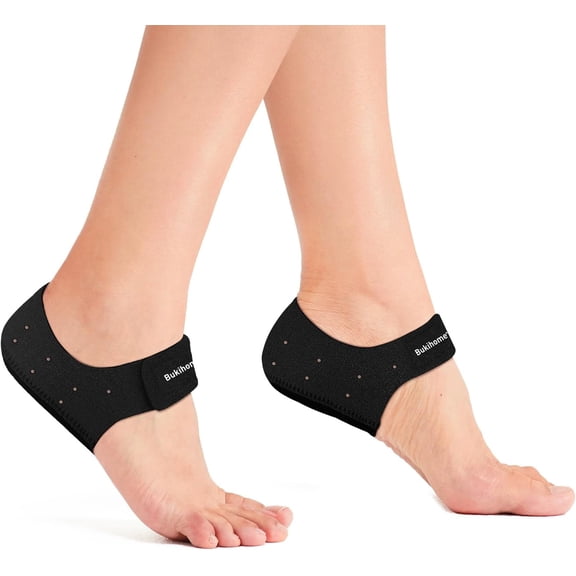 Bukihome Plantar Fasciitis Gel Heel Protectors, Heel Cups for Men & Women, Heel Cushion Pads for Heel Spur & Achilles Tendon Support, Comfort for Dry Cracked Heels, Men 5-8 | Women 4.5-9, Black