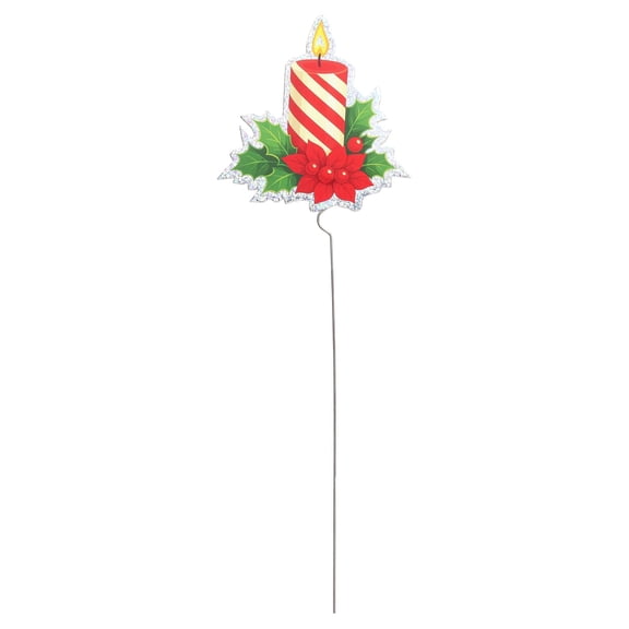 Vintage Candle Yard Stake, Red/White/Green, 18", by Holiday Time