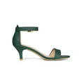 thumbnail image 3 of BLISSFUL STEP Women's Shoes Kitten Heel Ankle Strap Open Toe Sandals Dark Green 7, 3 of 7