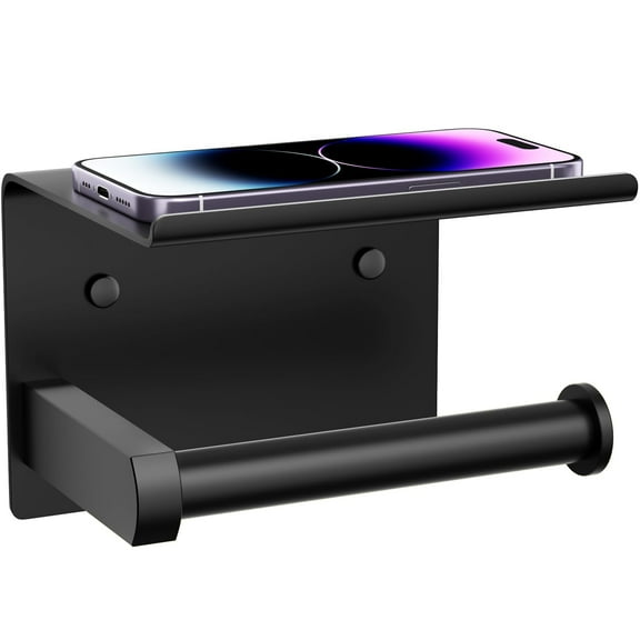 Toilet Paper Holder with Phone Shelf, Screw Wall Mount Toilet Tissue Roll Holder