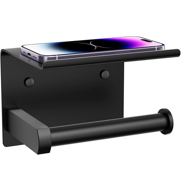 Tindbea Portarrollos De Papel Higiénico Con Estante Para Teléfono, Adhesivo O Tornillo, Soporte Para Rollo De Papel Higiénico, Dispensador De Almacenamiento De Baño De Acero Inoxidable Inoxidable Y Mu