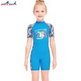 thumbnail image 3 of Buceo vela chicas traje de neopreno protección uv protección niños manga corta redondo cuello redondo cremallera traje de baño traje de baño Rash Guard Shorty Steet Blue L Kearding OD003665-11, 3 of 7