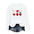 thumbnail image 6 of Ounisa Women Christmas Fleece Sweaters Long Sleeve Crewneck Blouse Pullover Red Wine Glass Graphic Sweatshirts Holiday Graphic Shirts, 6 of 6