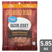 Great Value Hickory Smoked Maple Flavored Bacon Jerky Jumbo Bag, 5.85 oz