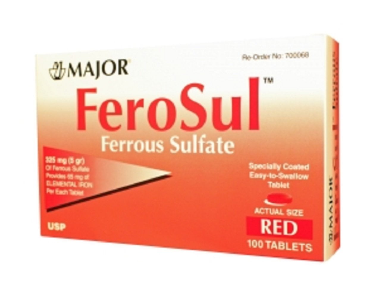 207MJRX MAJOR FERROUS SUL 5GR RED TAB FERROUS SULFATE325 MG Red 100