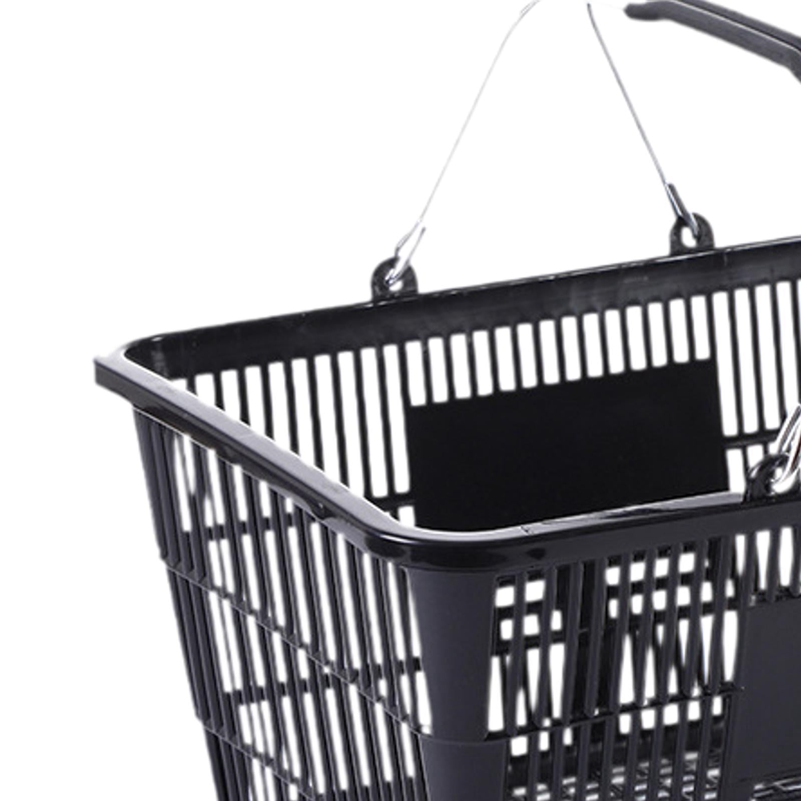 Fiocias Shopping Basket Grocery Basket Sturdy Storage Holder Ergonomic Metal with Handle Black