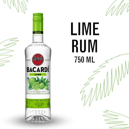 BACARDI Lime Rum, Gluten Free, 750 mL Bottle, ABV 35%