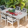 thumbnail image 2 of Christmas Red Truck Table Cloths for 5 Foot Rectangle Tables, Xmas Pine Tree Winter Snowflakes Grey Patio Waterproof Elastic Fitted Tablecloths, Washable Rectangular Table Cover for Camping, 2 of 8