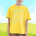 thumbnail image 2 of MIXUE Toddler Girls Tops & T-Shirts Summer Dinosaur Print Crew Neck Short Sleeve Loose Casual Tshirts Outwear,Yellow,3-4 Years, 2 of 4