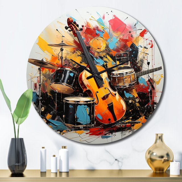 Designart "Music Vibrant flow Bold" Music Oversized Wall Clock