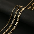 thumbnail image 3 of HZMAN Men Women 24k Real Gold Plated Figaro Chain Stainless Steel Necklace, Wide 3mm 5mm 7mm 9mm （18inches）, 3 of 8