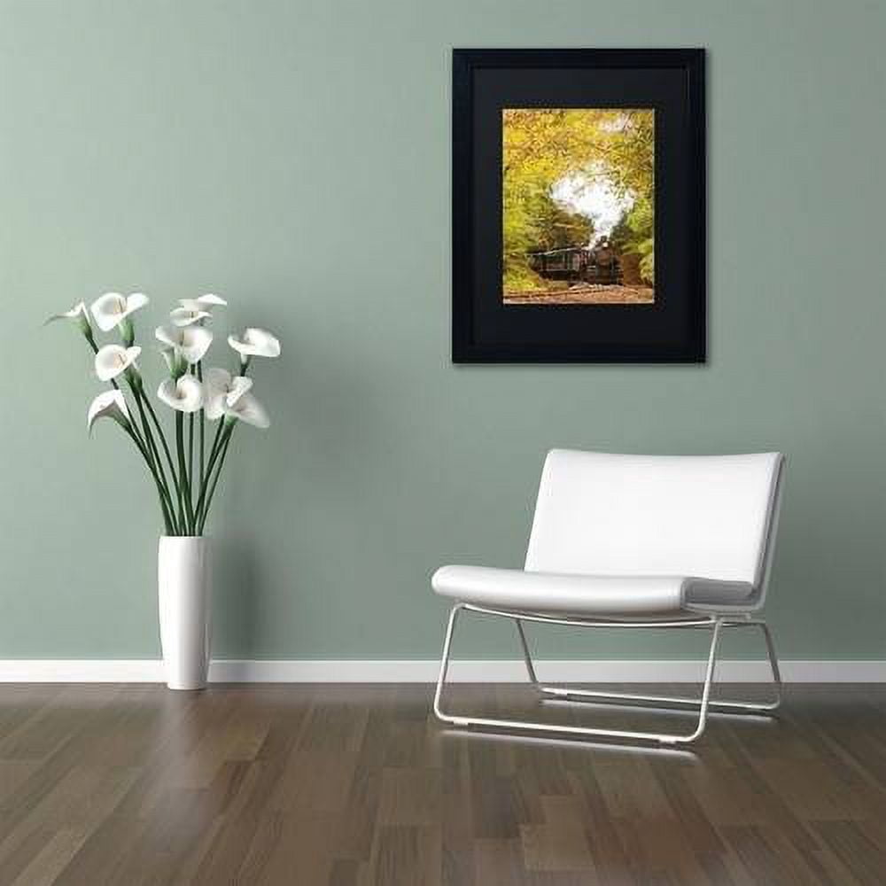 Trademark Fine Art 'Steam Train with Autumn Foliage' Canvas Art by PIPA Fine Art, Black Matte, Black Frame