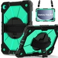 thumbnail image 2 of ELEHOLD Rugged Hybrid Case For Samsung Galaxy Tab A9+, with Built-in Kickstand 360° Rotating Handstrap Crossbody Shoulder Strap Shockproof Heavy Duty Case, Black+Mint, 2 of 9